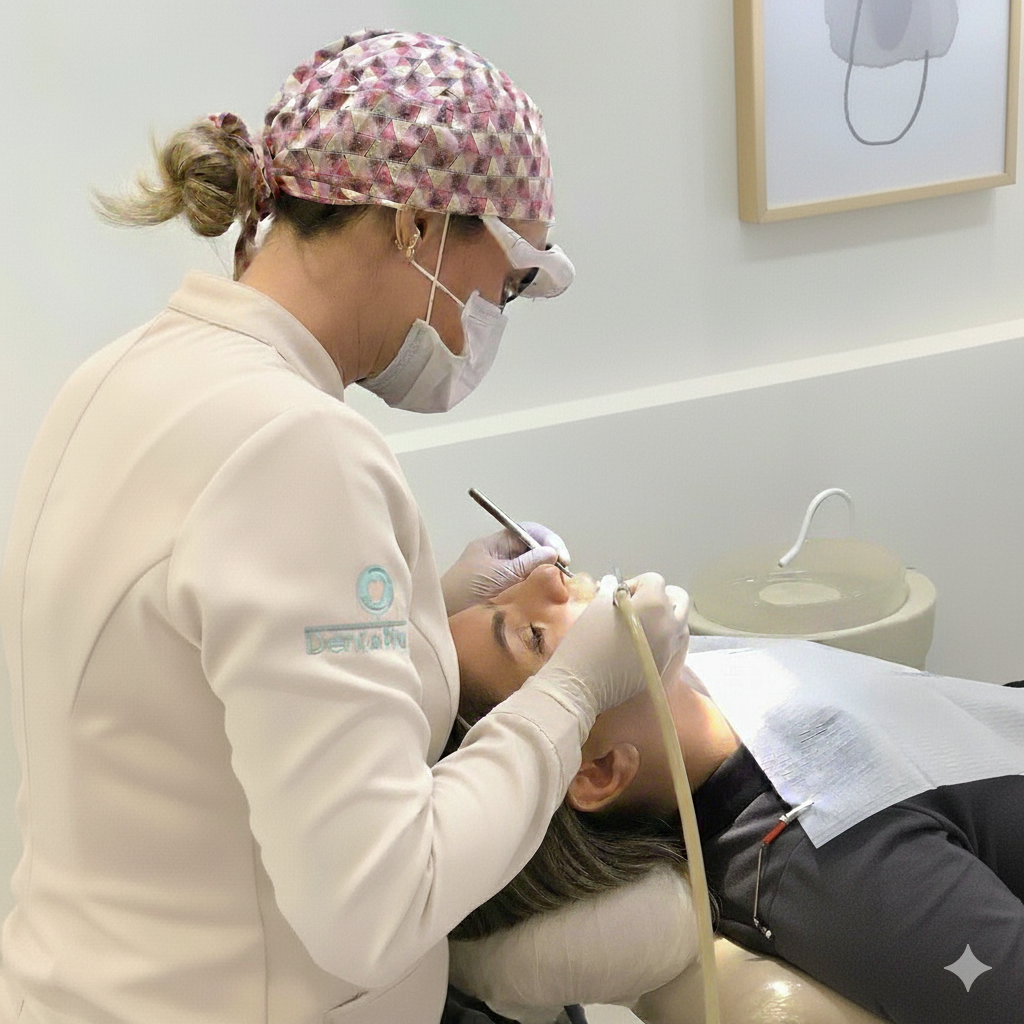 Dra. Vanessa atendendo paciente